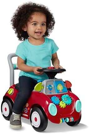 Toddler Car Ride On, Toddler Toys for Ages 1-3, Baby Toys, Radio Flyer Busy Buggy, Red, Sit to St... | Amazon (US)