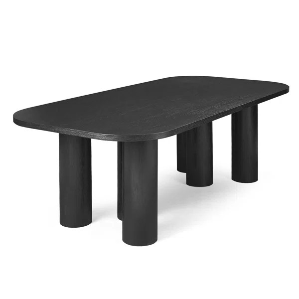87" Rounded Solid Oak Wood Pillar Leg Dining Table | Wayfair North America