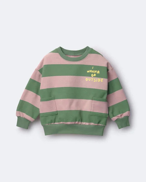 Toddler 'I Wanna Go Outside!' Otter Sweatshirt™ with Pockets in Stripes - Olive/Pink - Otter Av... | Carter's Inc