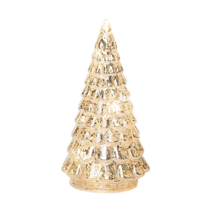 Transpac Glass 6.69 in. Gold Christmas Light Up Tree | Target
