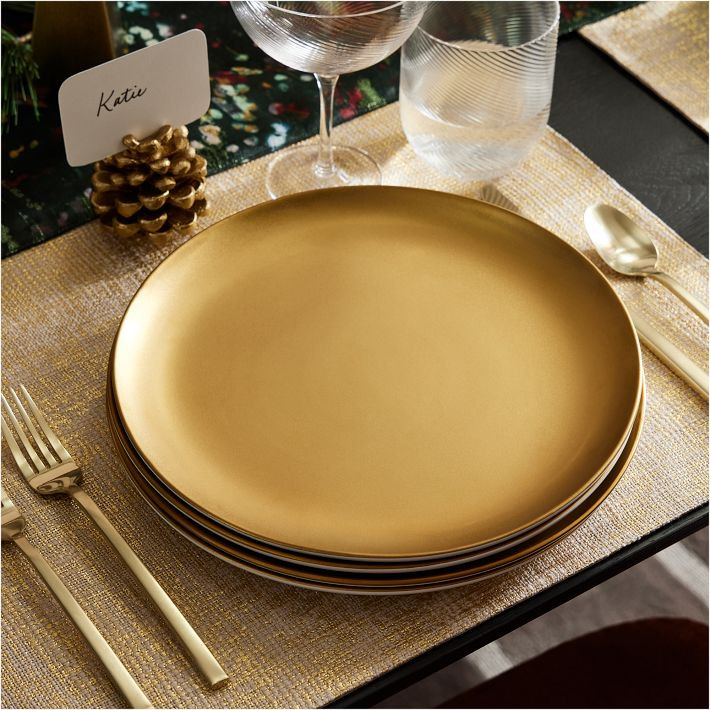Pure Metallic Stoneware Dinner Plate Sets | West Elm (US)
