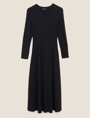Jersey Ribbed Sparkly Midi Column Dress | Marks & Spencer (UK)