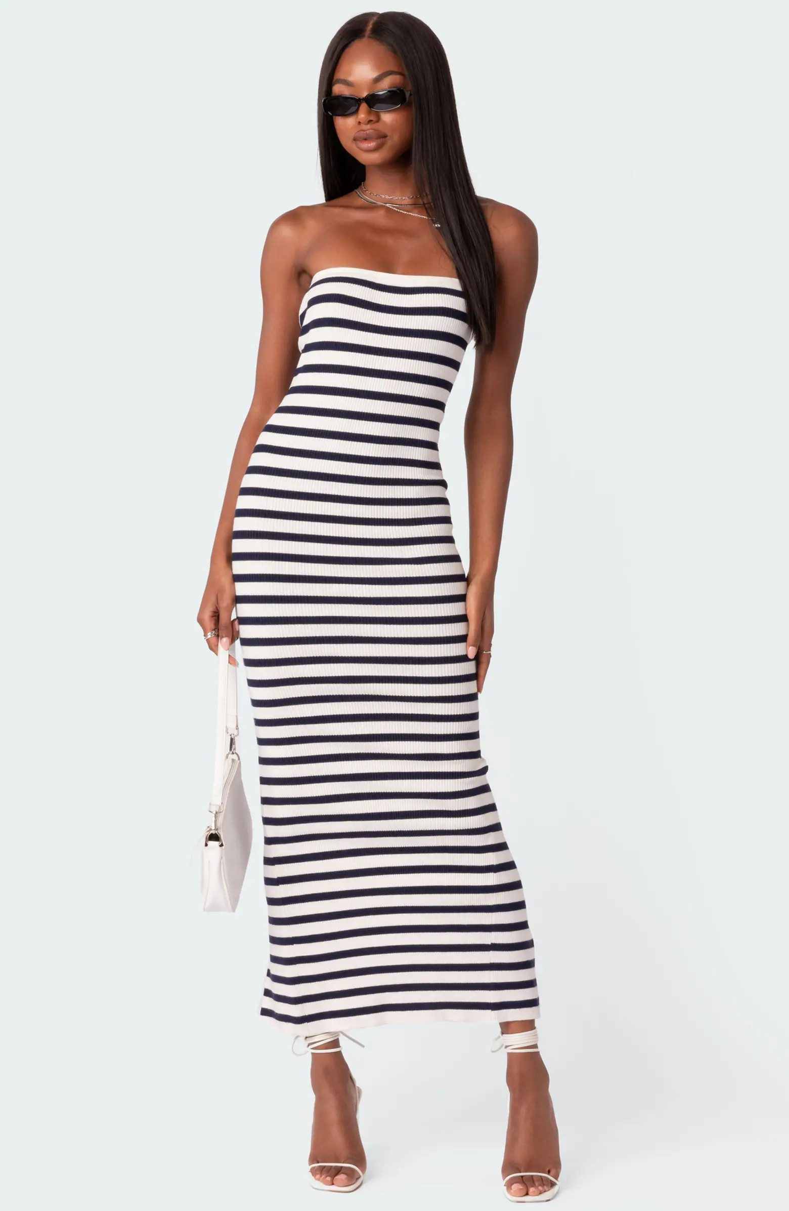 Stripe Strapless Rib Sweater Dress | Nordstrom