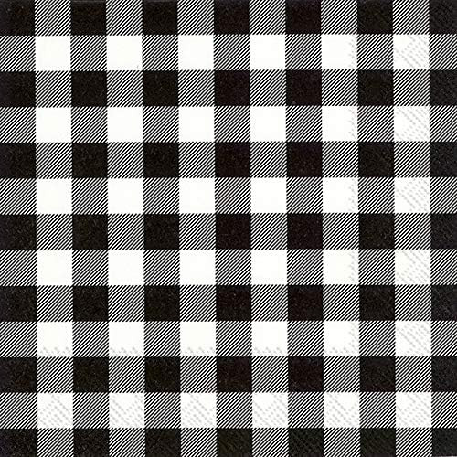 Farmhouse Decor Cocktail Napkins Paper Decorative Disposable Black and White Buffalo Check Plaid ... | Amazon (US)