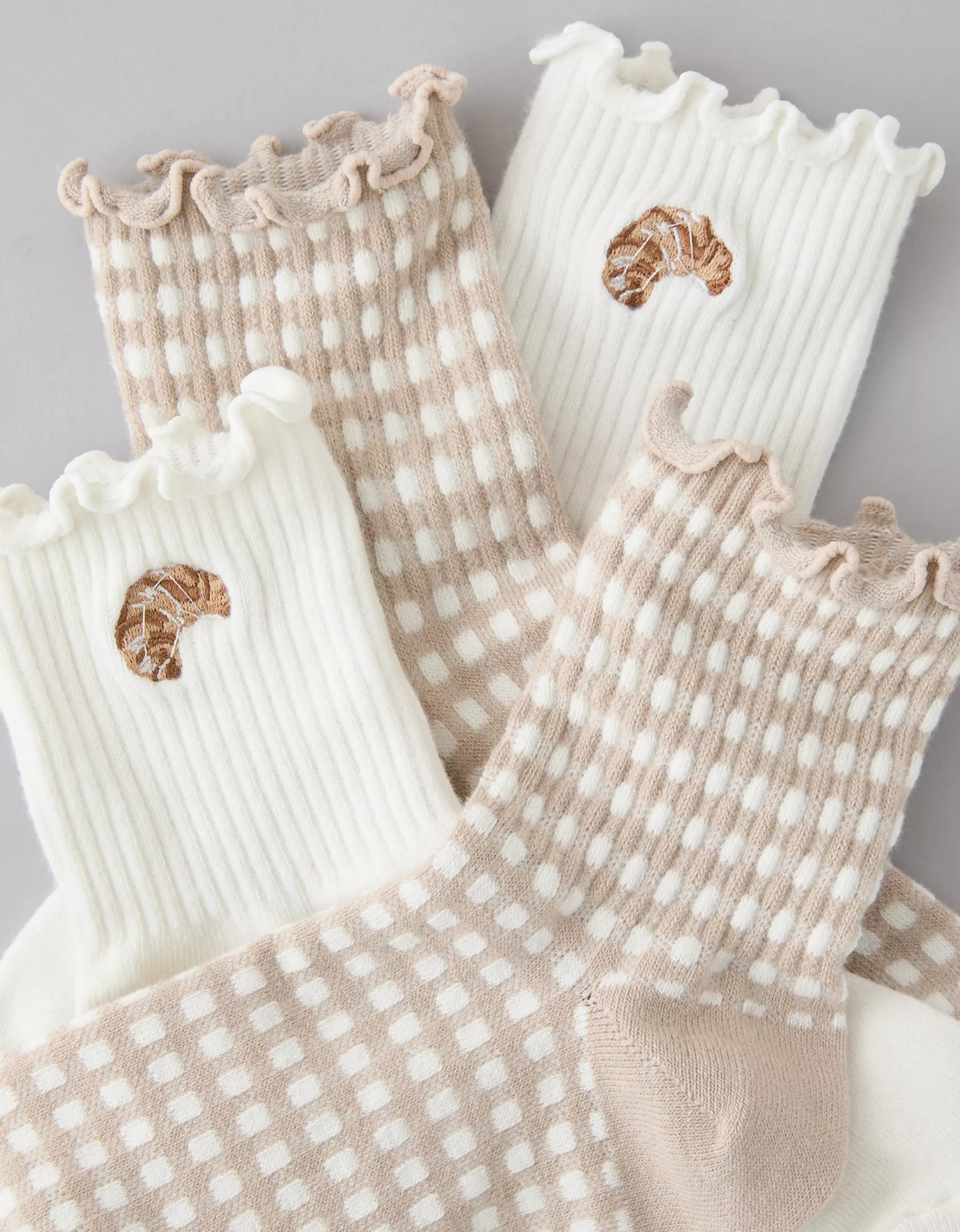 AE Breakfast Graphic Cropped Crew Socks 2-Pack | American Eagle Outfitters (US & CA)