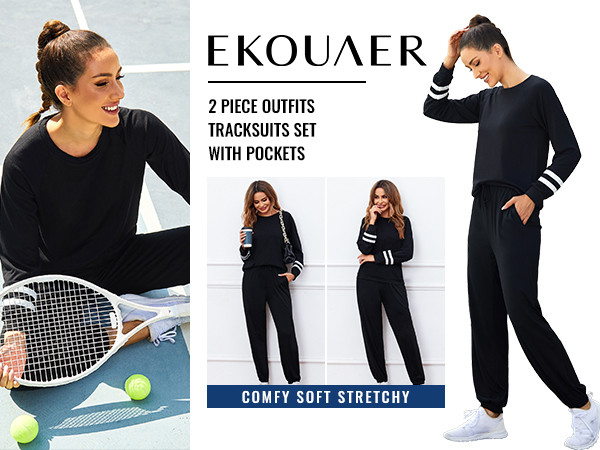 Ekouaer Sweatsuits Womens Loungewear Set Tracksuit Long Sleeve Pajamas Set | Amazon (US)