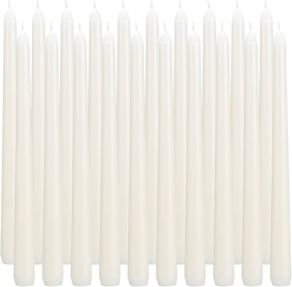 flamecan Ivory Taper Candles, Set of 20 Unscented and Smokeless 10 Inch Taper Candles Long Burnin... | Amazon (US)