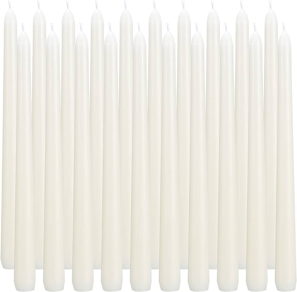 Ivory Taper Candles, Set of 20 Unscented and Smokeless 10 Inch Taper Candles Long Burning, Paraff... | Amazon (US)