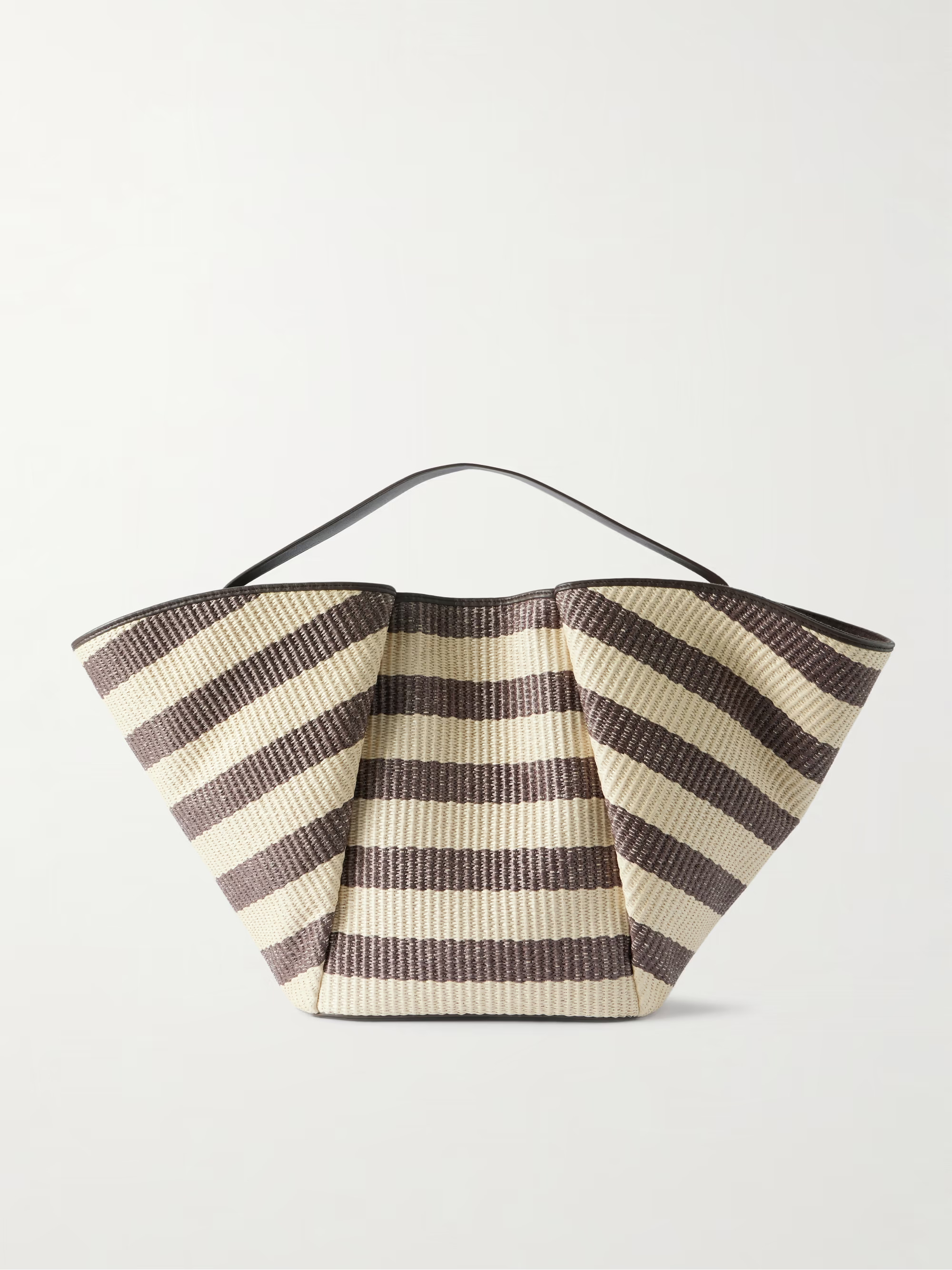 Leather-trimmed striped raffia tote | NET-A-PORTER (UK & EU)
