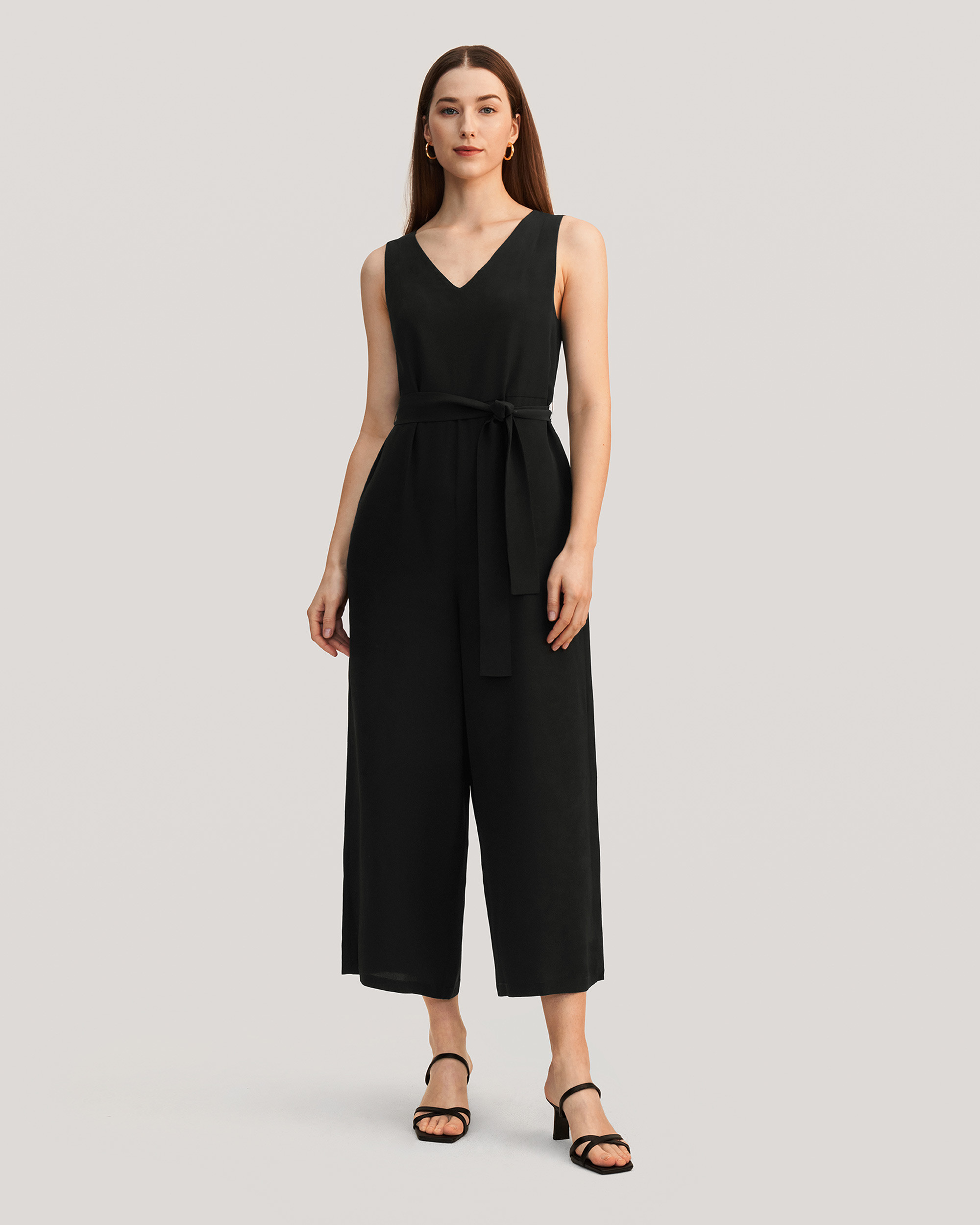 Chic Wide Leg Silk Jumpsuit | LilySilk
