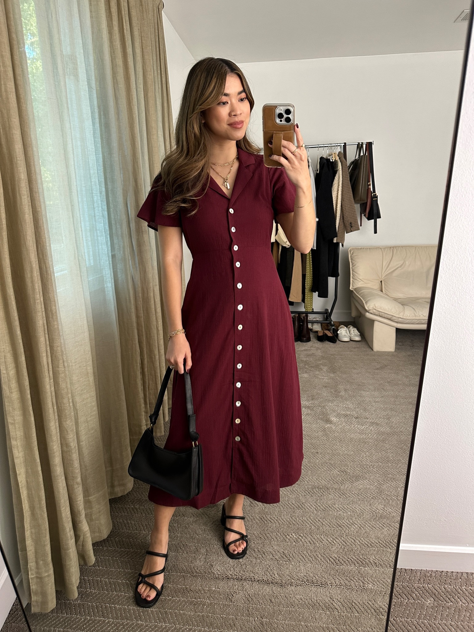 crinkle cotton button-front midi dress Madewell Crinkle Cotton Button-Front Midi