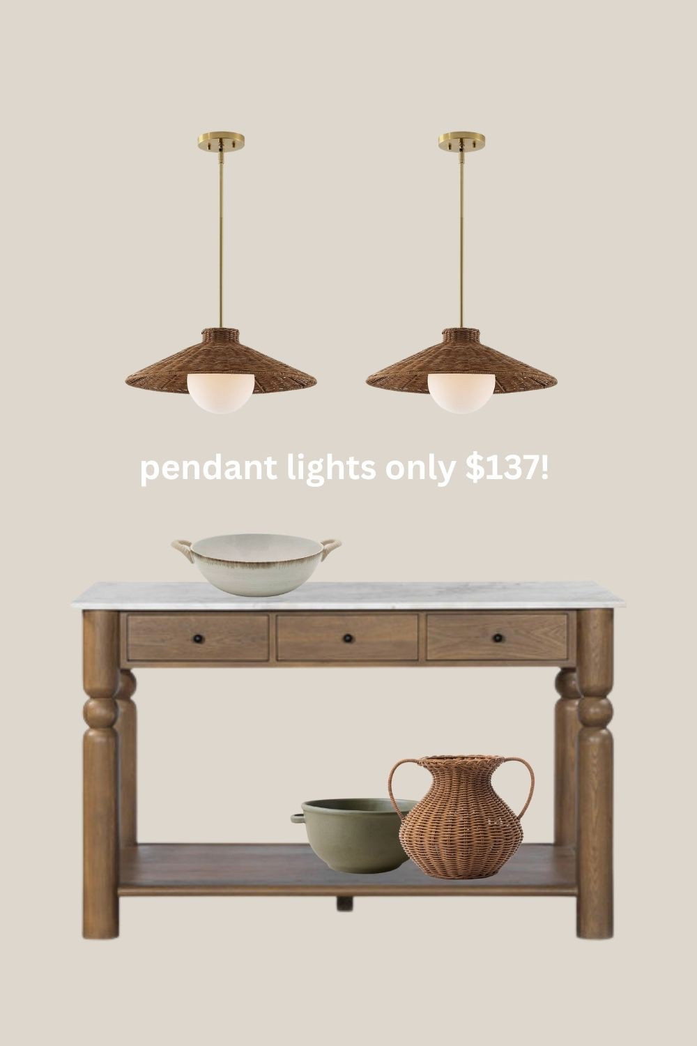 These wicker pendant lights from Amazon looks so high end, bite they’re only $137!! #kitchen
#pendantlights #kitchenlighting

#LTKStyleTip #LTKHome