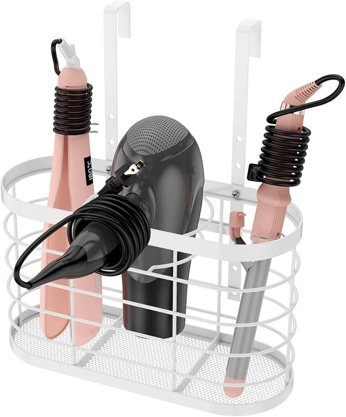 Hair Dryer Holder 3 in 1 Hair Tool Organizer Djustable Height Wall Mounted/Cabinet Door Bathroom ... | Amazon (US)