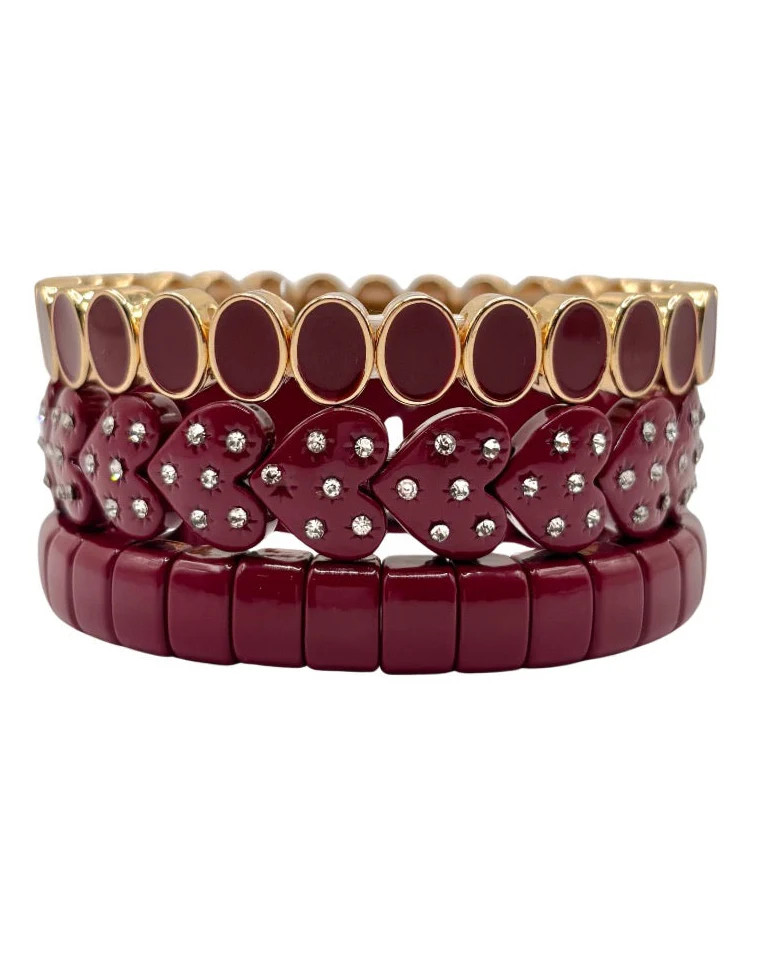 The Burgundy Stack Bracelets | La Lumiere NY
