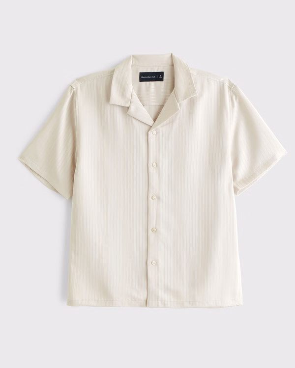 Camp Collar Textured Button-Up Shirt | Abercrombie & Fitch (US)