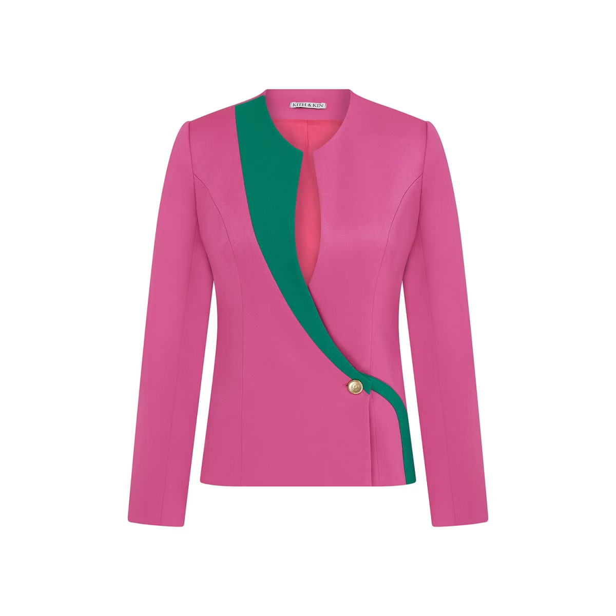 Pinky Green Geometric Cut Blazer | Wolf & Badger (US)