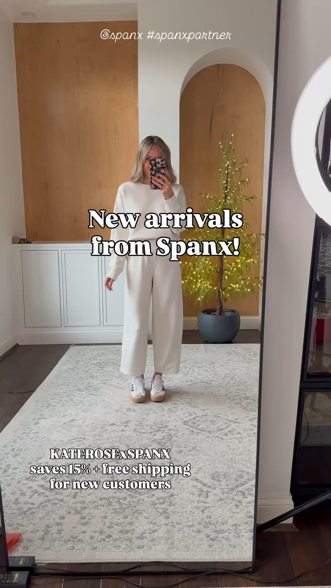 @spanx new arrivals! Use code KATEROSExSPANX to save 15% plus free shipping for new customers 

Gorgeous new air essentials luxe collection - comes in multiple colors and styles. Wearing crewneck sweatshirt (sized up to small) and barrel sweatpants (xs petite)

Air essentials luxe cardigan is such a nice gift - perfect for travel or an elevated casual outfit. 4 colors - wearing size small

Booty boost luminara leghjngs - beautiful sheen detail - grab the matching tank for an elevated workout set! Comes in full length or 7/8 length. Wearing xs in both

#spanxpartner

#LTKPetite #LTKGiftGuide #LTKHoliday