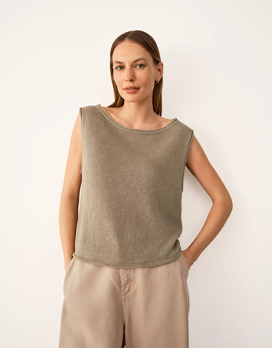 Linen Roll Edge Cropped Tank | Jumpers & Cardigans | The  White Com... | The White Company UK & ROW