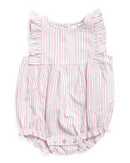 Infant Girls Blush Boulevard Twill Ruffled Bubble Romper | Clothing | Marshalls | Marshalls