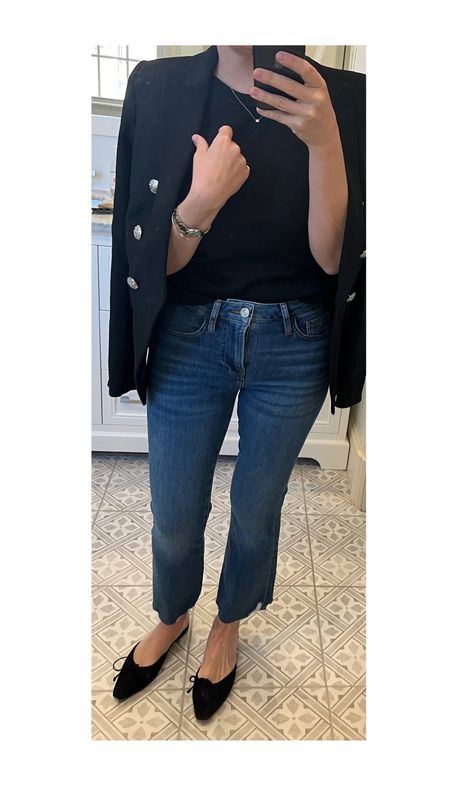 OOTD featuring finds from the Bergdorf Friends and Family sale with 25% off Spring Collections. My tee and jeans are both 25% off. Sizing details if you tap on each item I am wearing. My blazer, striped sweater, and shoes are available and linked but not on sale currently. #bergdorfs #bergdorfpartner


#LTKstyletip #LTKsalealert