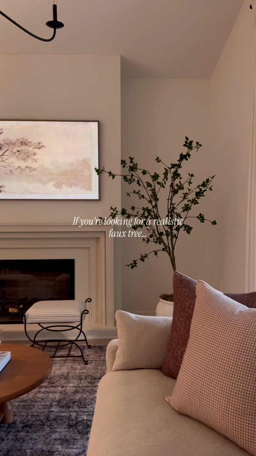 I was looking for a faux tree to replace my Christmas tree because, as much as I love the idea of a real tree, I just haven’t had the best luck with them in the past… if you know, you know 🤭
This one is so pretty and realistic and works beautifully year round. 🌿

If you’re looking for a realistic faux tree too, just comment tree and I’ll message you the link. 🔗

#livingroom #fauxtree #homedecor #homeideas #homerefresh
