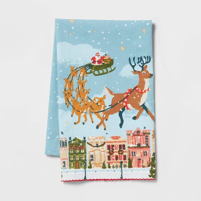 Cotton Santa Sleigh Kitchen Towel - Threshold™ | Target