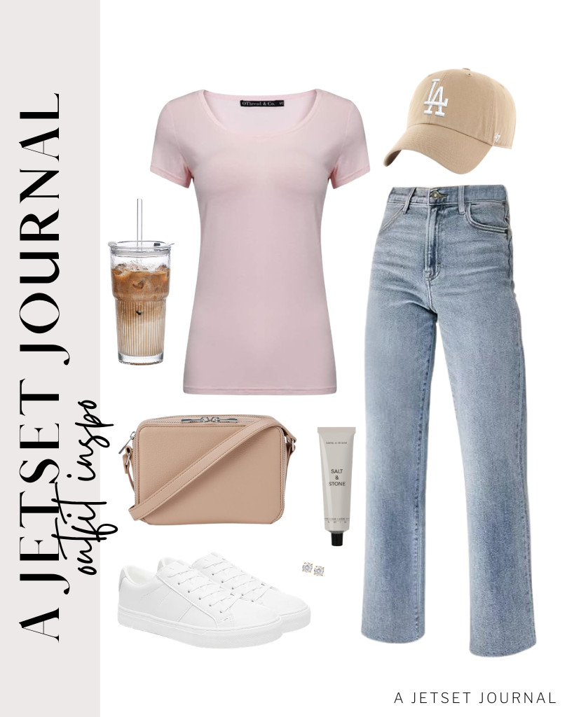 This light pink T-shirt pairs perfectly with the straight-leg jeans from KDF. I'm obsessed with this glass tumbler, which I can fill with iced coffee and take with me wherever I go. Adokoo also has fashion sneakers that complete the outfit nicely. 

 #LTKSeasonal #LTKSaleAlert #LTKTravel