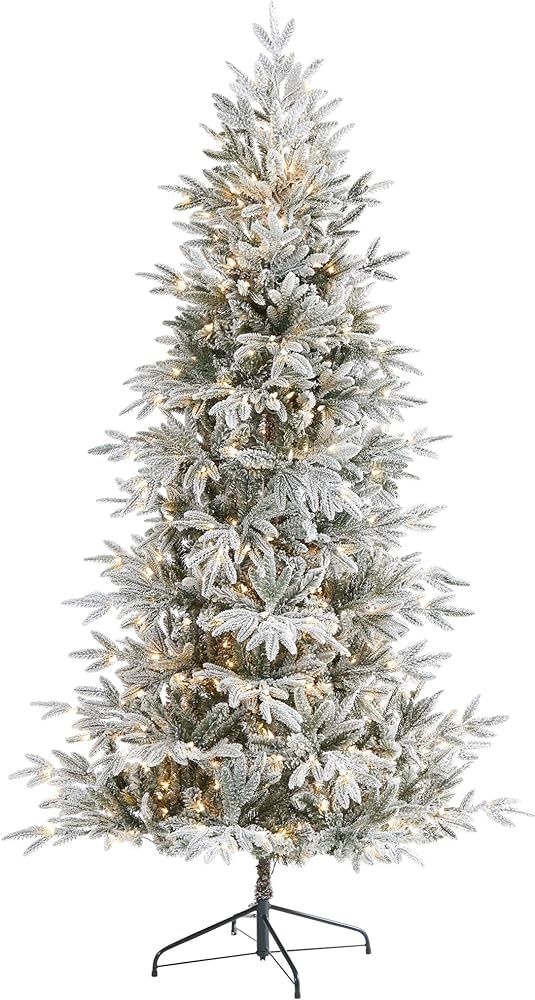 Nearly Natural 7.5ft. Flocked Manchester Spruce Artificial Christmas Tree with 450 Lights and 949... | Amazon (US)