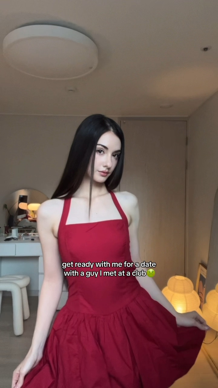 romantic cute red dress🍒