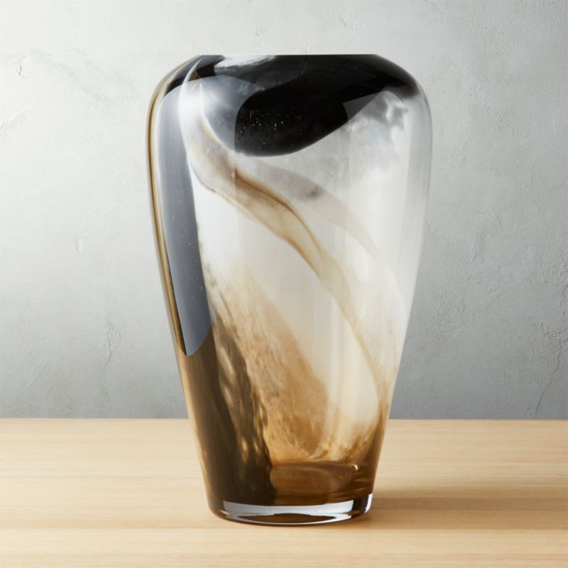 Surge Black and White Glass Vase + Reviews | CB2 | CB2