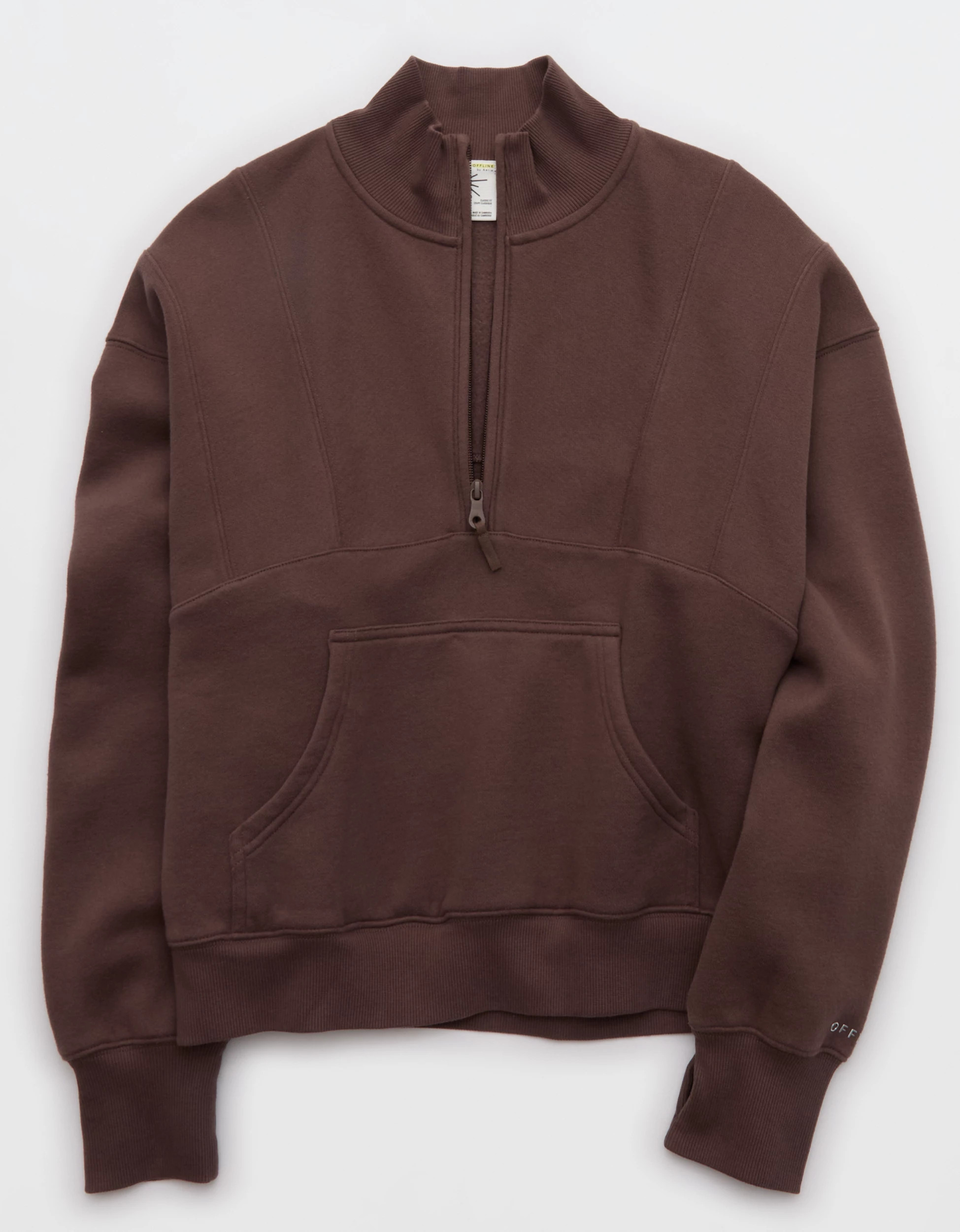 OFFLINE By Aerie Cloud Fleece Seamed Quarter Zip Sweatshirt | Aerie