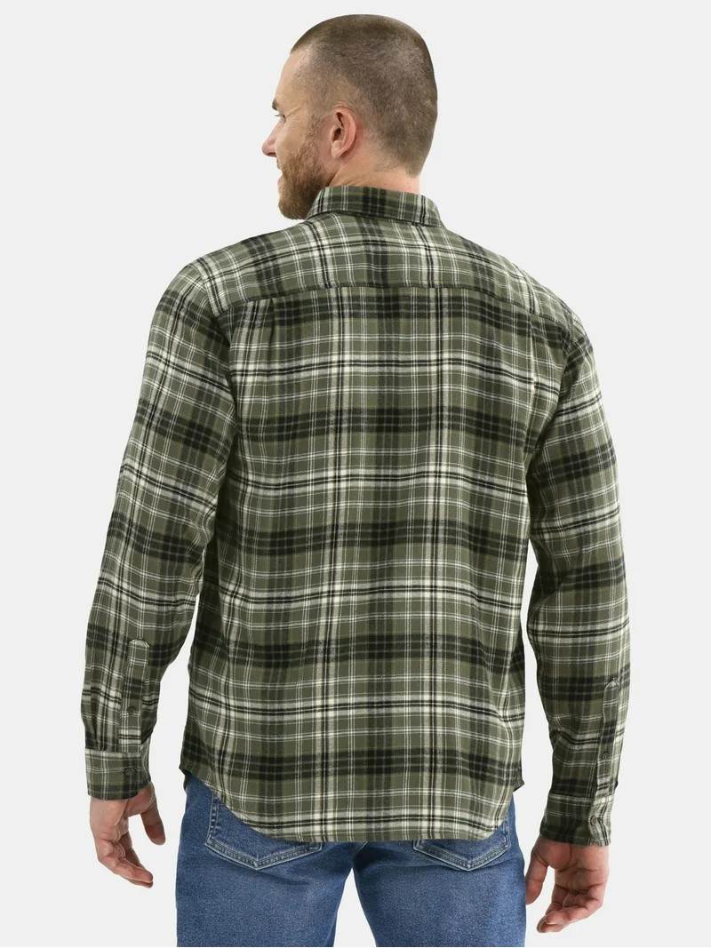George Men's and Big Men's Double Pocket Flannel Shirt, Sizes XS-3XLT | Walmart (US)