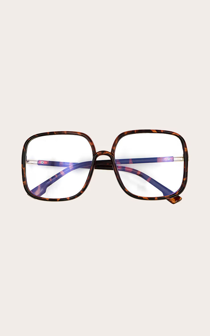 Tortoiseshell Oversized Frame Blue Light Readers | PrettyLittleThing CAN