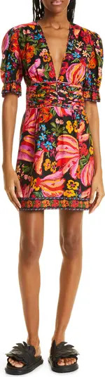 Black Spring Bananas Print Minidress | Nordstrom