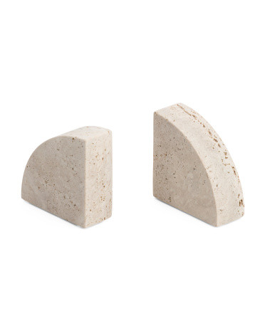 Set Of 2 Travertine Half Dome Bookends | Marshalls