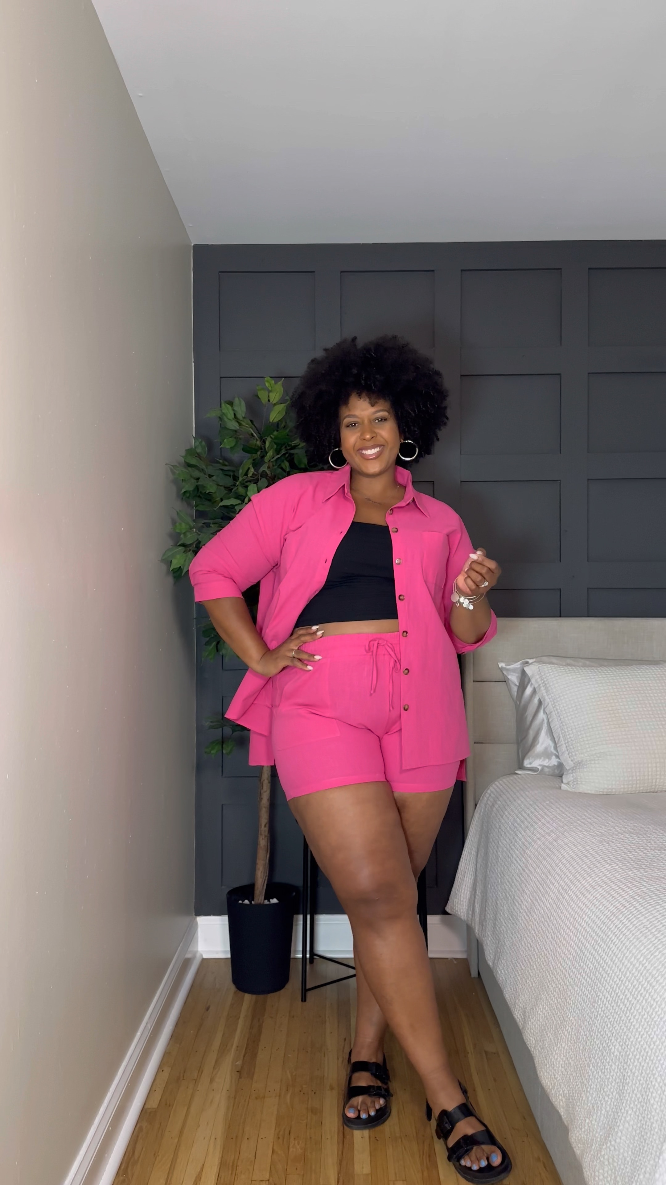 I’m committed to wearing more color and this short set is super cute! It’s lightweight linen, bright and breathable. 💕

I’m 5’10” and I sized up to an 18 for some extra arm, thigh (and belly!) room. 
I love the 3/4 sleeve for extra coverage but I have full arms which can be challenging with longer sleeves. Problem solved! 

#LTKBump #LTKStyleTip #LTKPlusSize