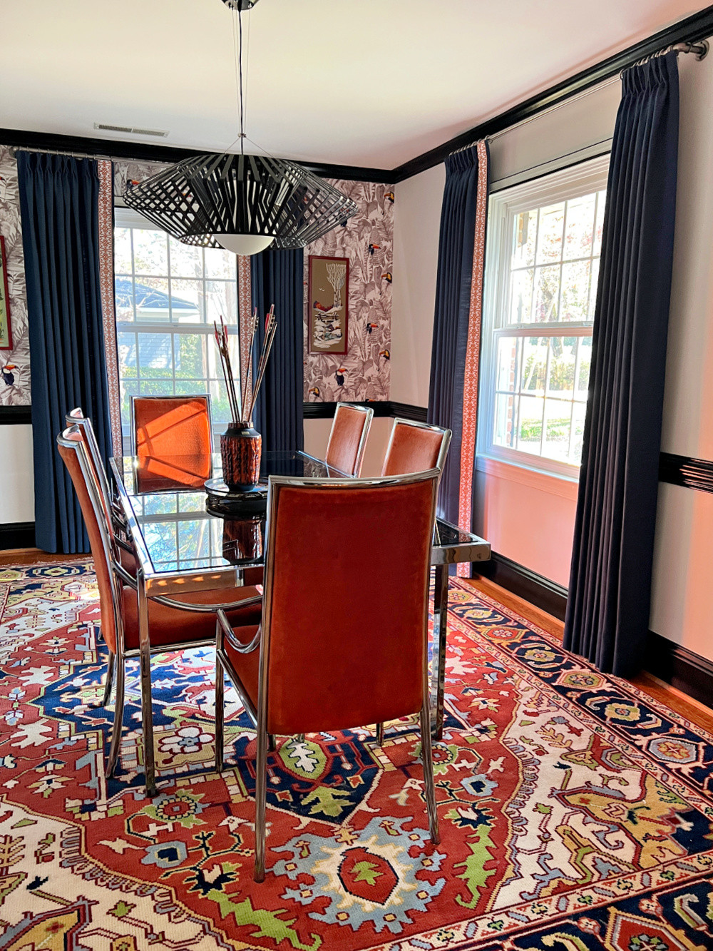 Hello, drama. These windows finally got the glow-up they deserved thanks to these fabulous drapes #gifted by @twopagescurtains . I was so over those dingy slats, so you know I didn’t go neutral. We’re talking dramatic navy, 3” orange trim, and zero regrets. Now I’m side-eyeing every other window in the house…

Comment DRAPES and I will send you a link, plus use Coupon Code MAGGIE-O for 26% off your own dramatic drapes!

DETAILS:
Isabella, Navy 7084-40 V21 3” Trim Border
Triple Pleat / Privacy Lining / Memory Trained

#twopagescurtains #twopageshome #cutomdrapes #pinchpleatcurtains #maximalisthome 

 #LTKHome