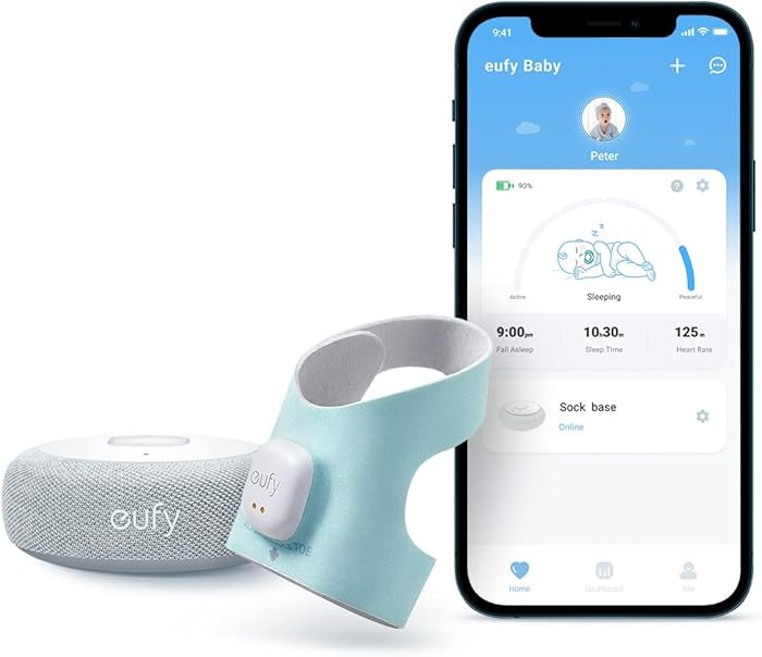 eufy Security Baby Smart Sock Baby Monitor with 2.4 GHz Wi-Fi, Track Sleep Patterns, Naps, Heart ... | Amazon (US)