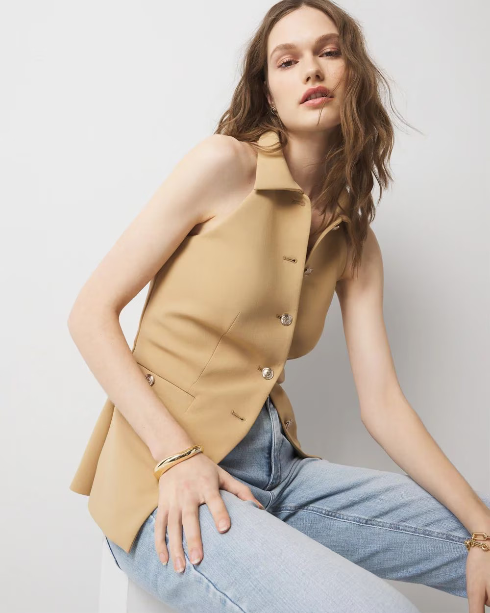 Collared Halter Vest | White House Black Market