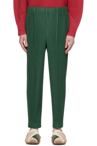 Homme Plissé Issey Miyake - Green Pleats Bottoms 1 Trousers | SSENSE