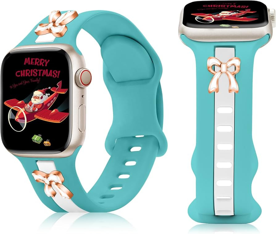 Silicone Gift Strap for Apple Watch Band 42mm(Series 10)/38/40/41mm Women, Stylish Bracelet with ... | Amazon (US)