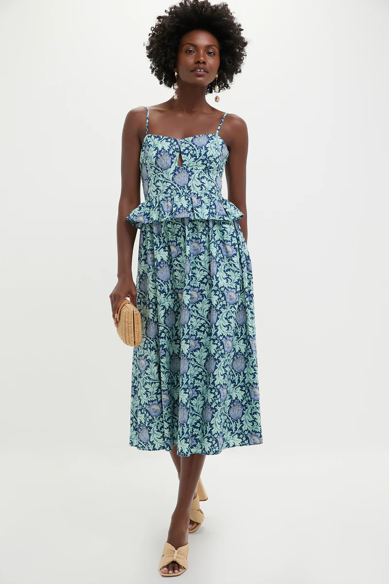 Blue Leafy Floral Maeve Midi Dress | Tuckernuck (US)