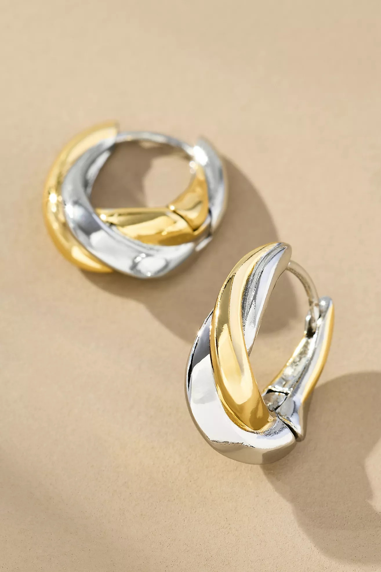 Mixed Metal Twist Huggie Hoop Earrings | Anthropologie (US)