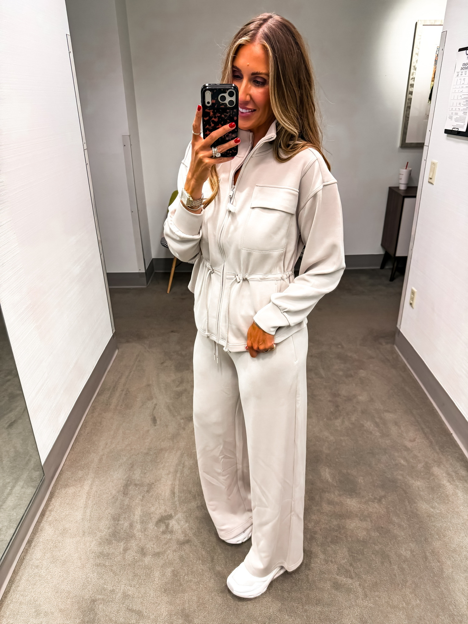 I tried this soft neutral set and immediately pictured it for travel days when comfort matters but I still want to feel put together. The cinched waist gives the zip jacket some shape, while the wide leg pants keep the whole look relaxed and easy to move in.

neutral matching set, travel outfit, wide leg pants, zip jacket, comfortable airport outfit, casual lounge set, monochromatic style, women over 40 fashion, everyday comfort, TheMomInStyle

#LTKootd #LTKSeasonal #LTKOver40