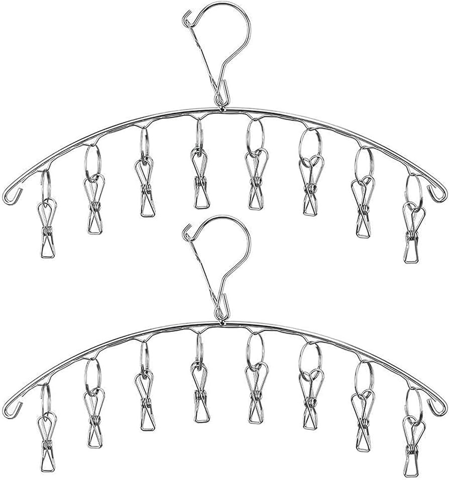 Stainless Steel Laundry Drying Rack Clothes Hanger with Windproof Hook,Underwear Hanger,Clothes H... | Amazon (US)