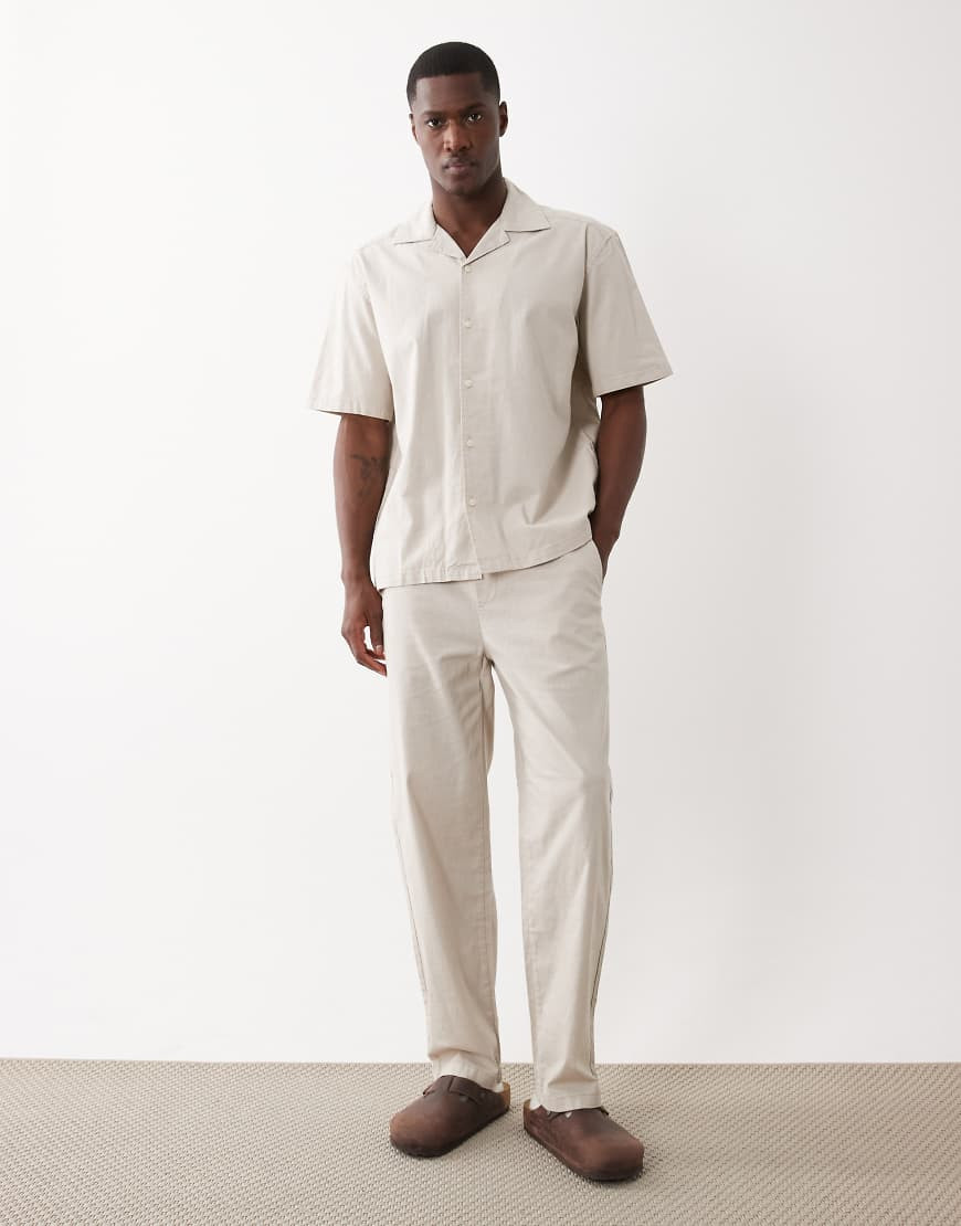 ONLY & SONS linen look loose fit pants in beige - part of a set-Neutral | ASOS (Global)
