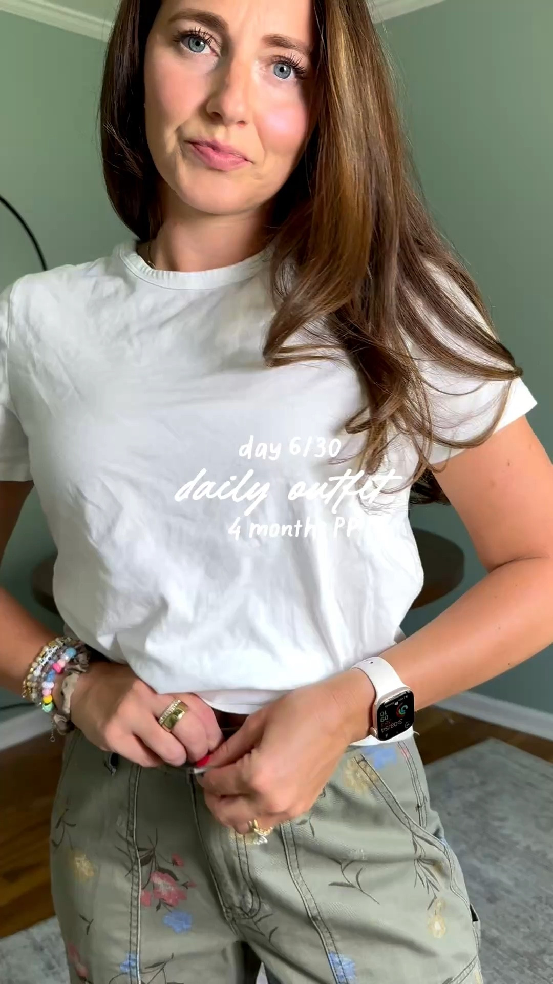 LOVEEE these pants & I have a feeling they’re gonna sell out quickly!  

Sizing info:
Size small in button down 
Size medium in white tee
Size 4 in pants (sized up from my pre preg size) 
Shoes are TTS 

#LTKSaleAlert #LTKmomlife