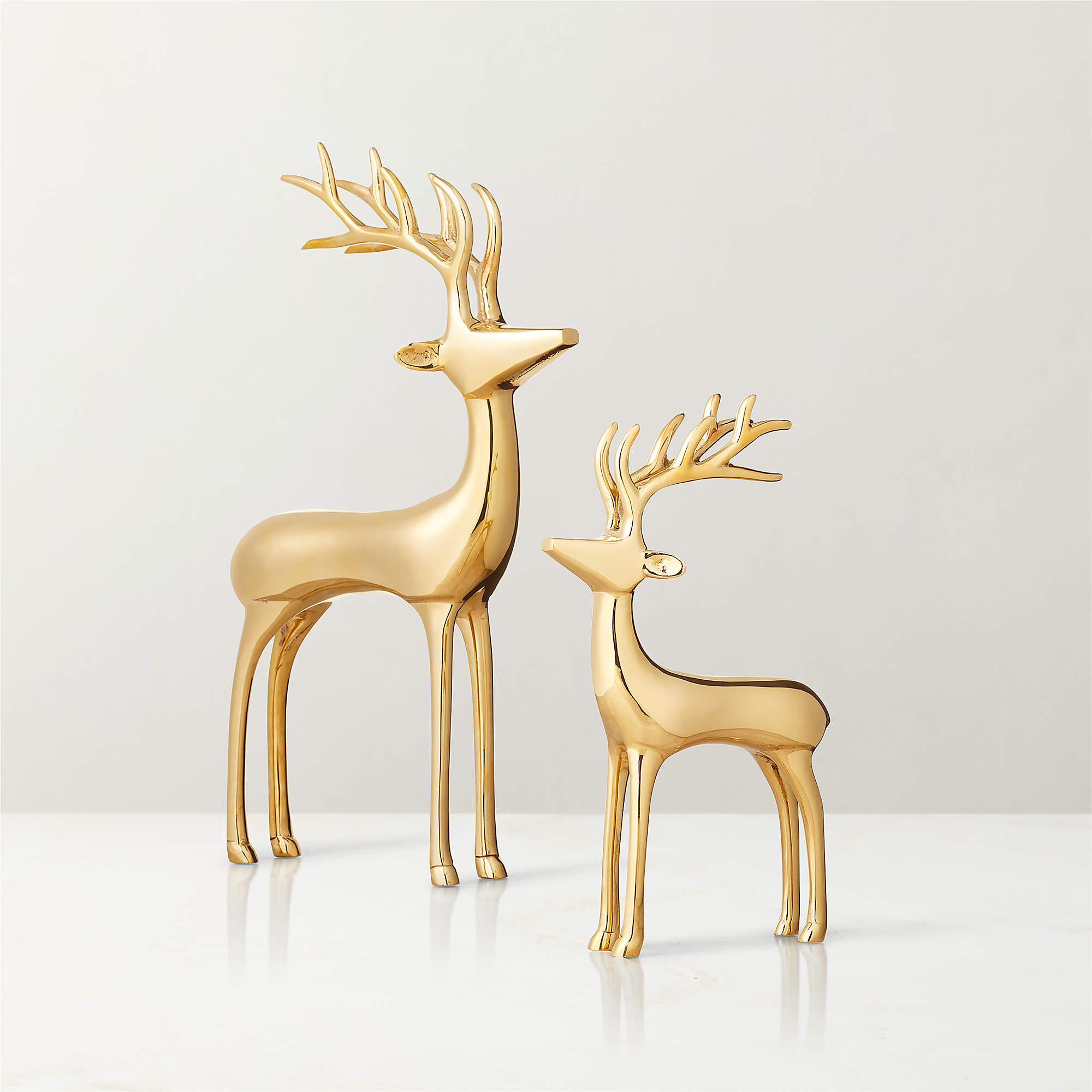 Small Brass Holiday Reindeer Decoration 8" + Reviews | CB2 | CB2