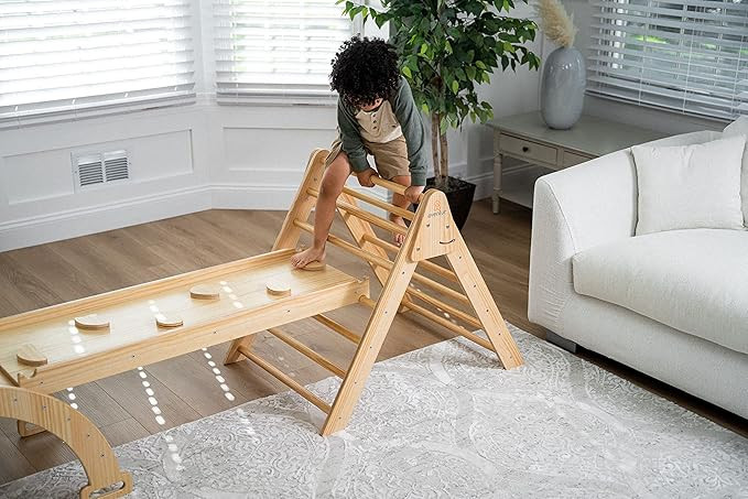 Amazon.com: Avenlur Indoor Gym Playset 4-in-1 Foldable Triangle Ladder, Rock Climbing Ramp, Monte... | Amazon (US)