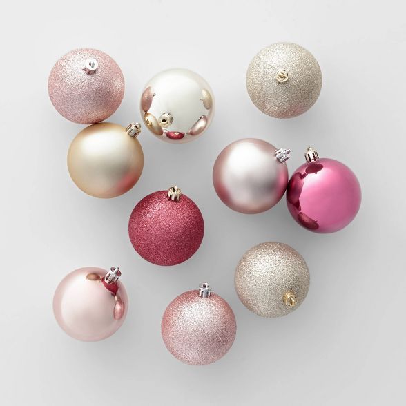 50ct Christmas 70mm Ornament Set Champagne Dusty Rose & Rose Gold - Wondershop™ | Target